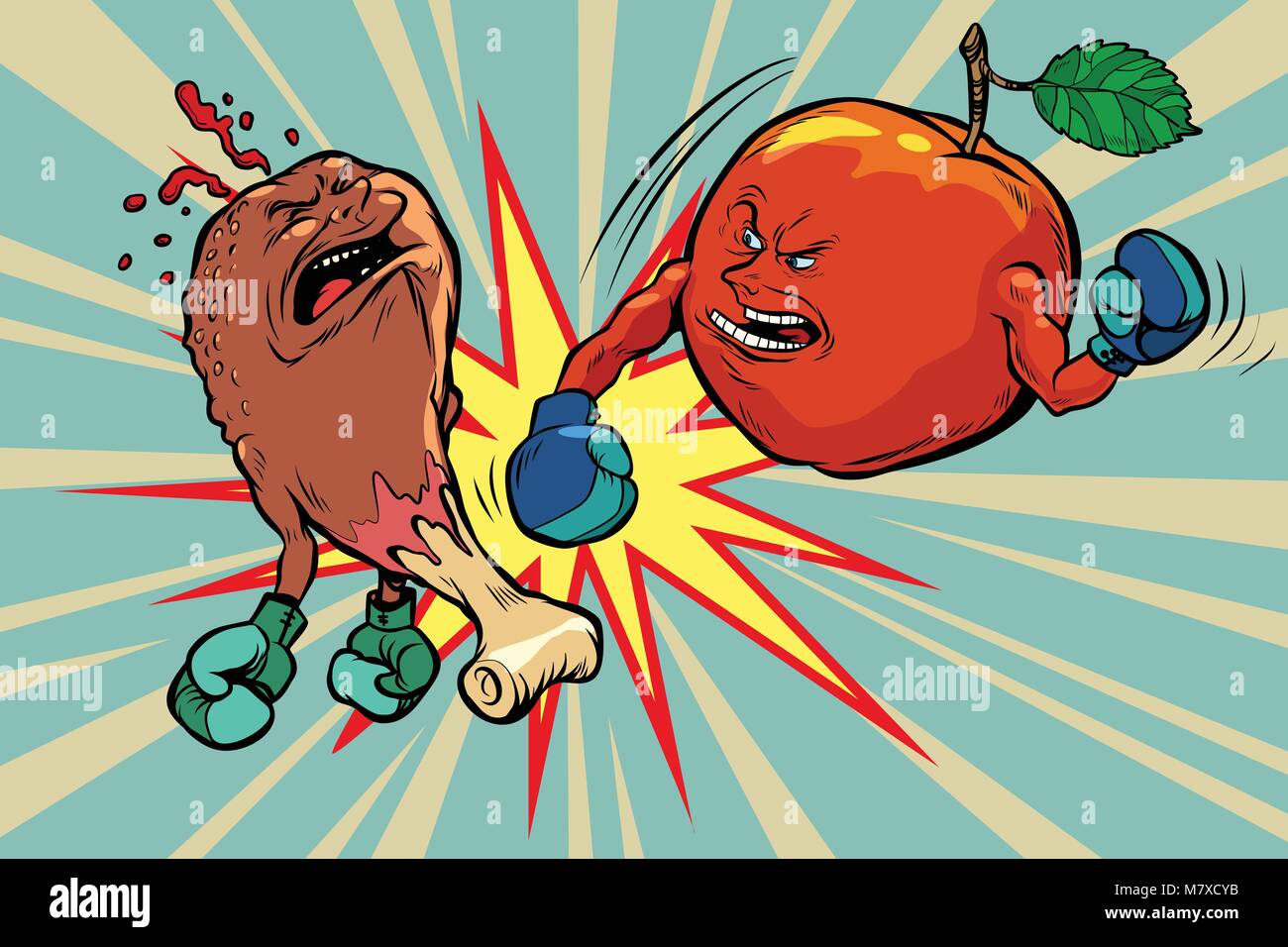Apple ha una gamba di pollo, la vittoria del vegetarianismo Illustrazione Vettoriale