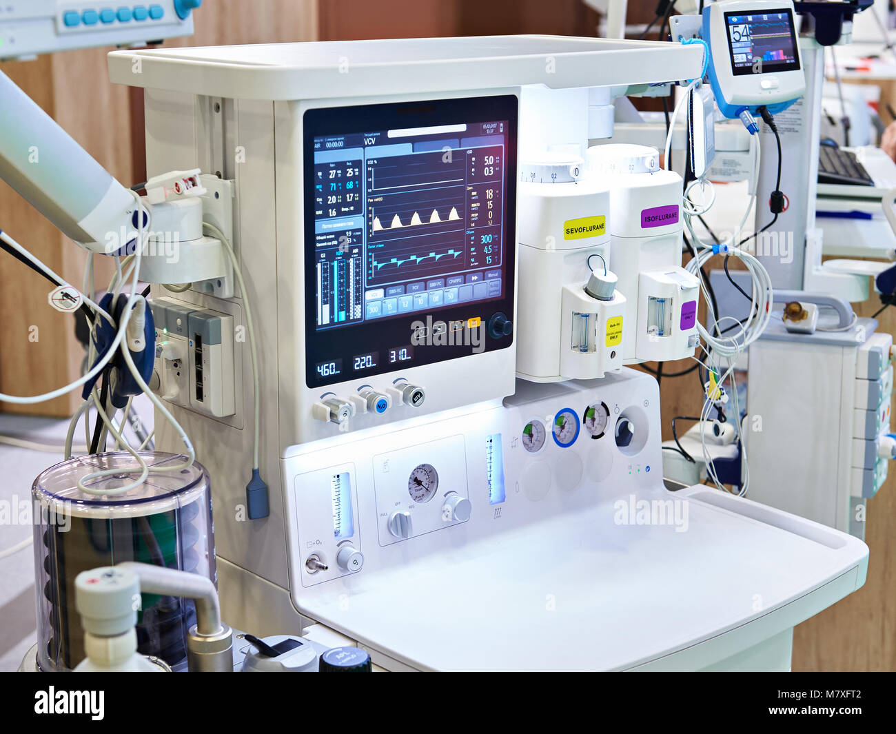 Anestetico per inalazione macchina con monitor Foto Stock