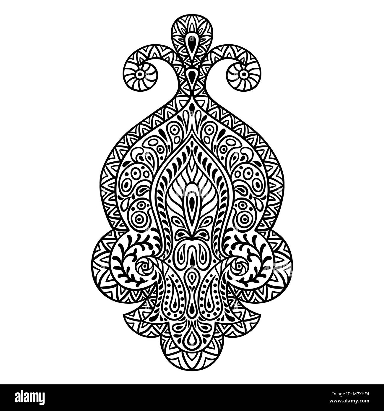Etnico indiano ornamento. Disegnata a mano henna tattoo elemento decorativo Illustrazione Vettoriale