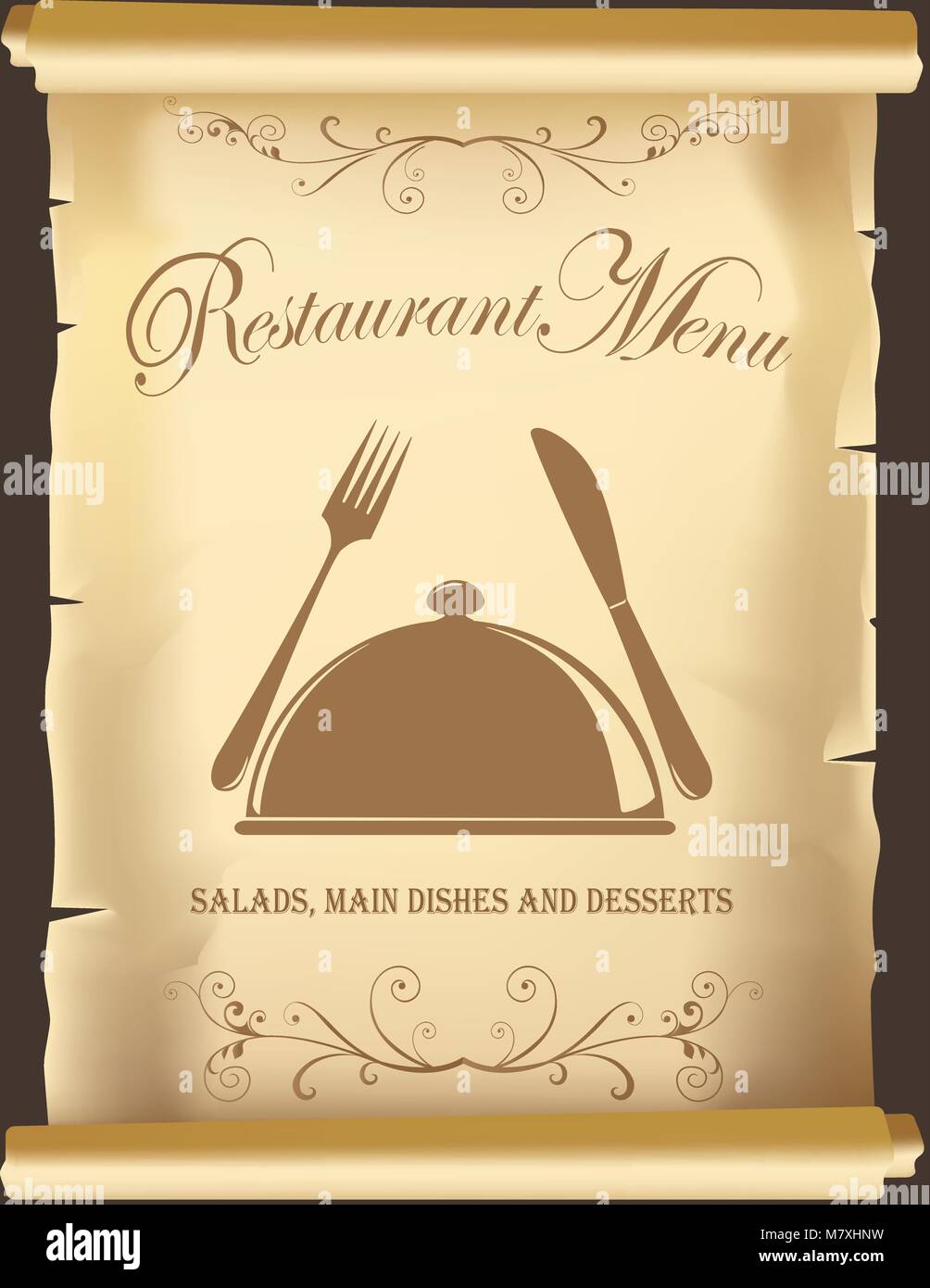 Modello per il menu del ristorante, copertine di libri o poster. Illustrazione Vettoriale