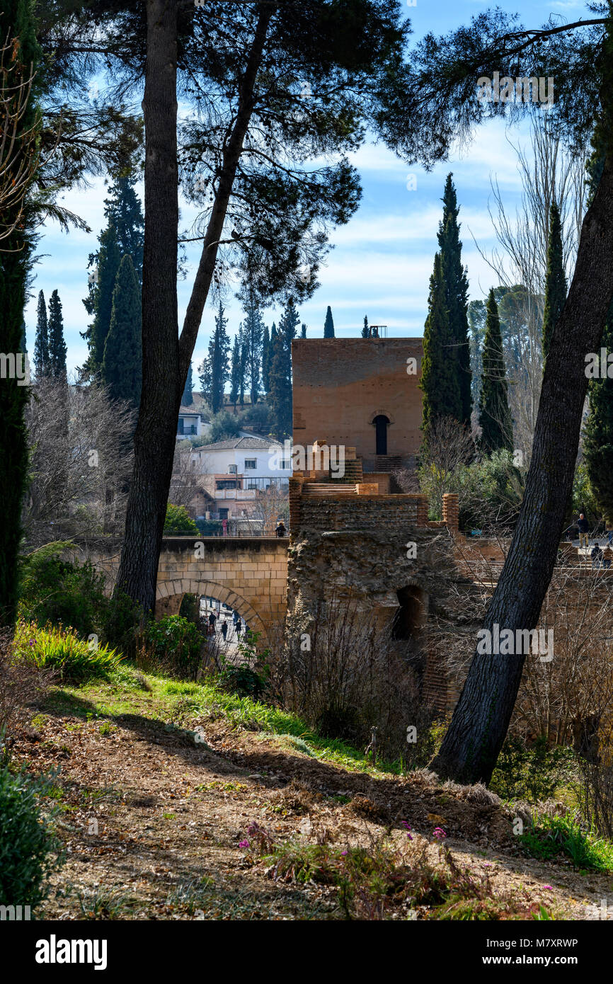 Giardino circostante a La Alhambra (Granada, Spagna) Foto Stock