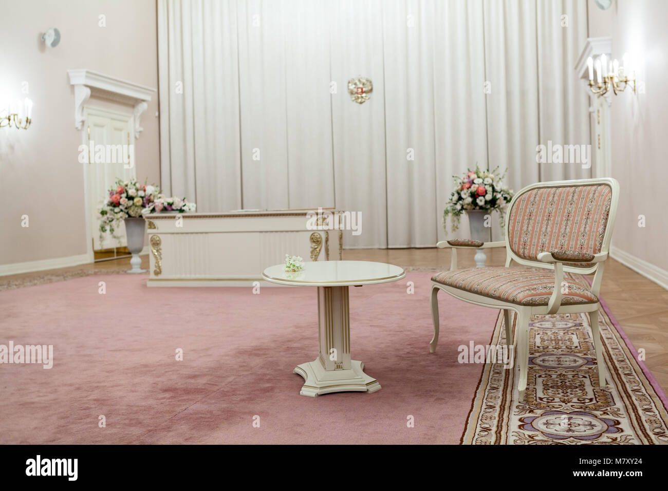Interno del Carskoe Selo Wedding Palace n. 3 in Pushkin, San Pietroburgo. Ex palazzo di ricambio. La Russia Foto Stock