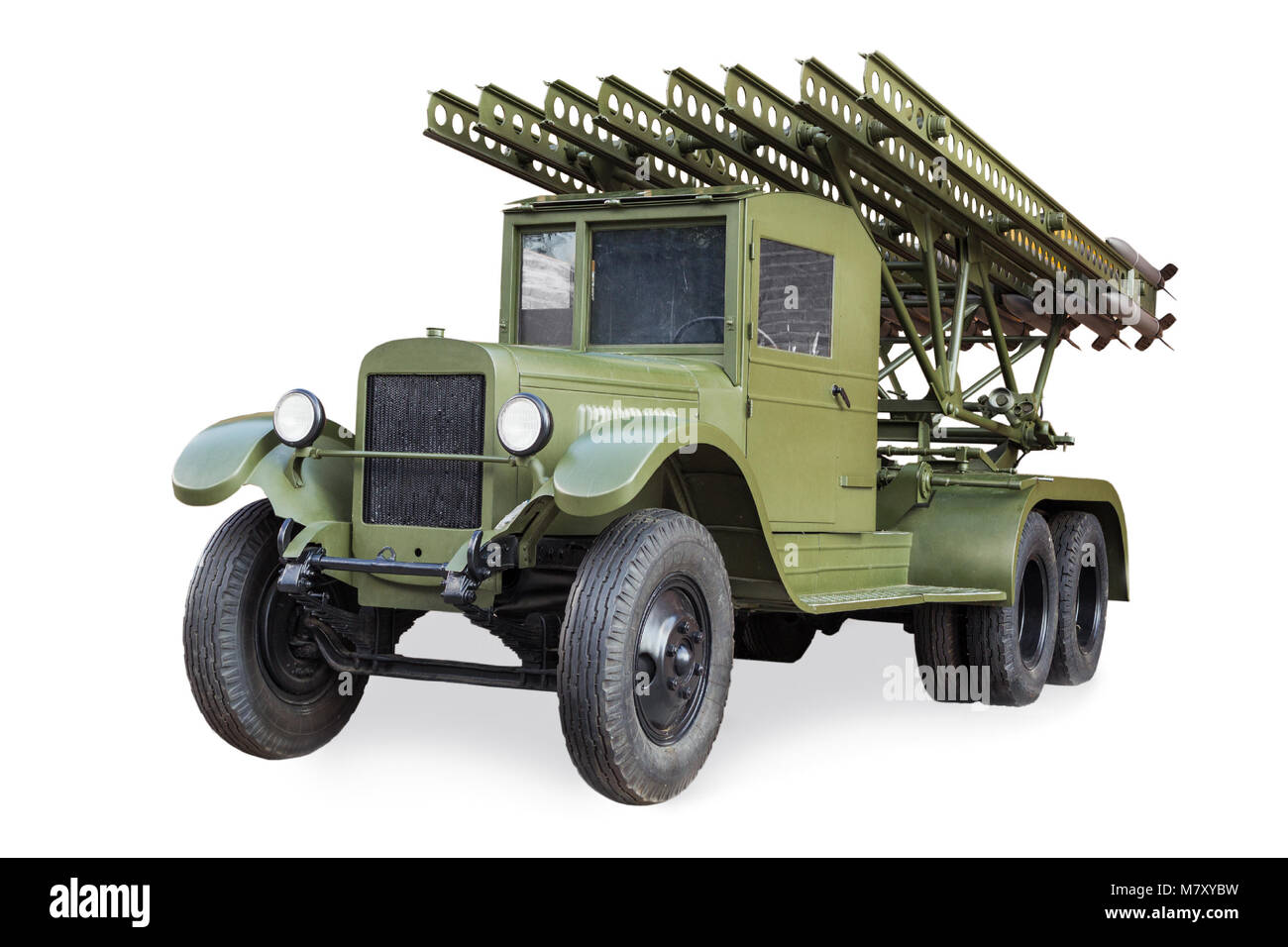 Sovietica sistema a getto di volley fire 132 mm durante la seconda guerra mondiale "Katyusha" BM-13 Foto Stock