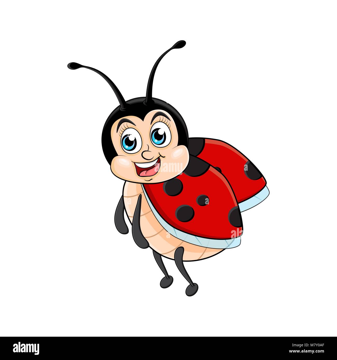 Ladybug cartoon funny isolato su sfondo bianco Illustrazione Vettoriale