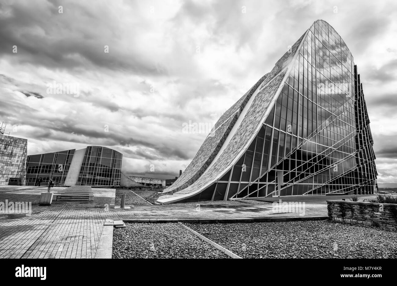 Architettura contemporanea,Museo,città della cultura della Galizia, Cidade da cultura de Galicia, di Peter Eisenman, Santiago de Compostela,Galizia,Spagna Foto Stock