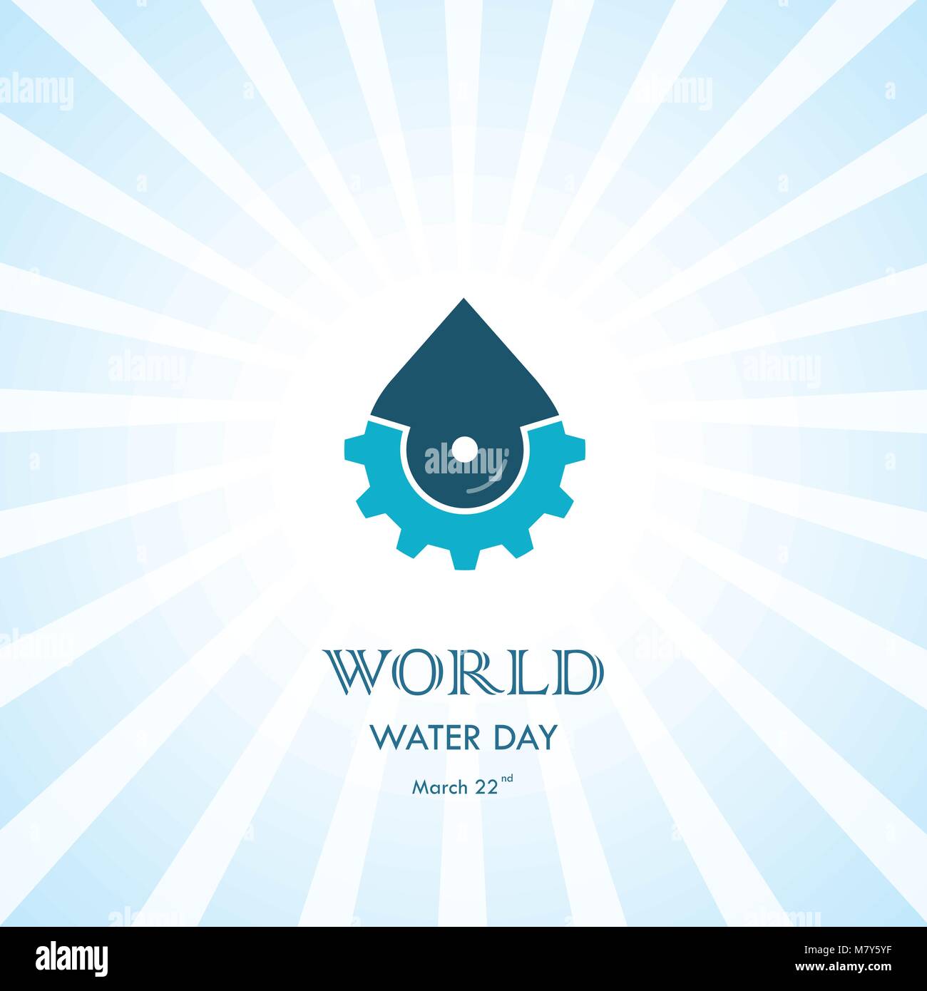 Goccia di acqua con cog icon vector logo design template.Giornata mondiale dell'acqua icon.Giornata mondiale dell'acqua idea campagna per il biglietto di auguri e di poster.illustrati del vettore Illustrazione Vettoriale
