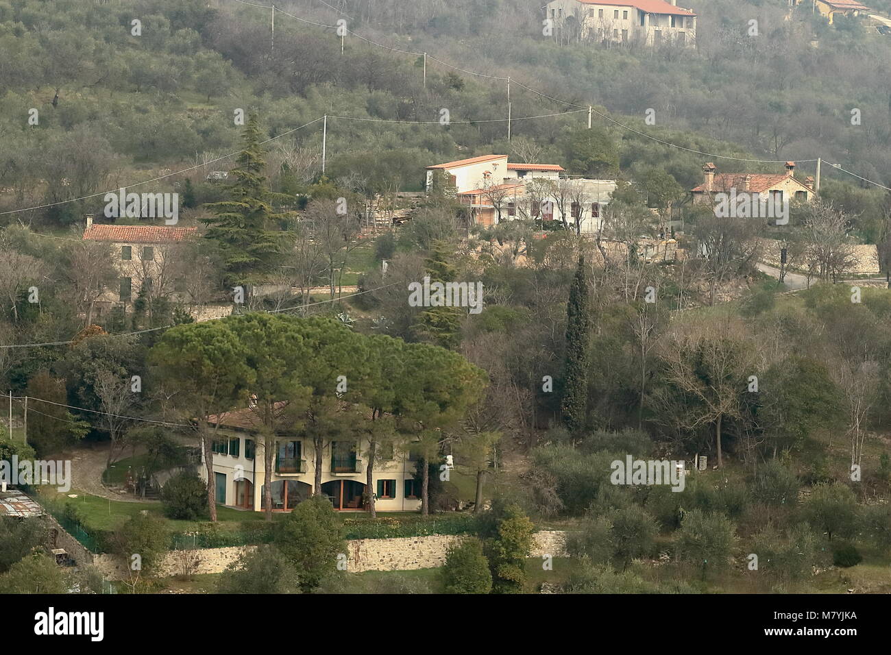 Panorama di splendidi paesaggi nei Colli Euganei Parco Regionale, Italia Foto Stock