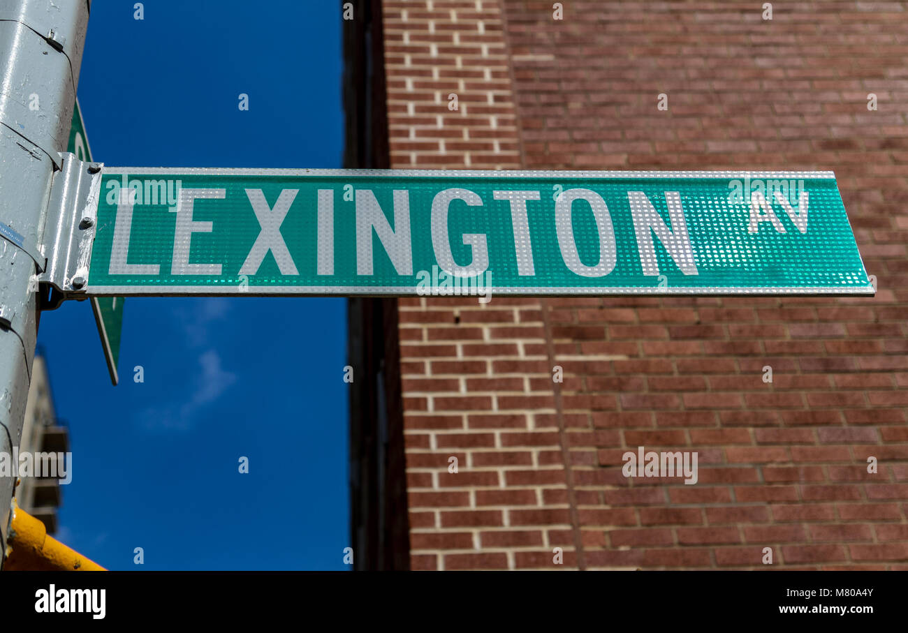 Cartello Green Lexington Avenue a Manhattan, New York City, NY, USA Foto Stock