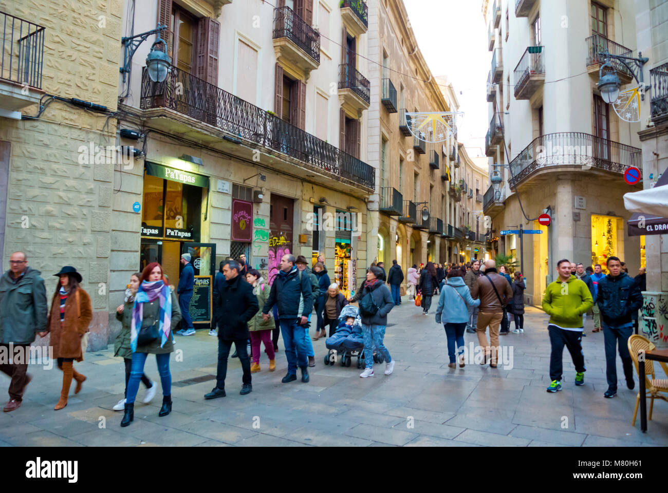 Plaça de Sant Josep Oriol, Barri Gotic, Barcellona, in Catalogna, Spagna Foto Stock