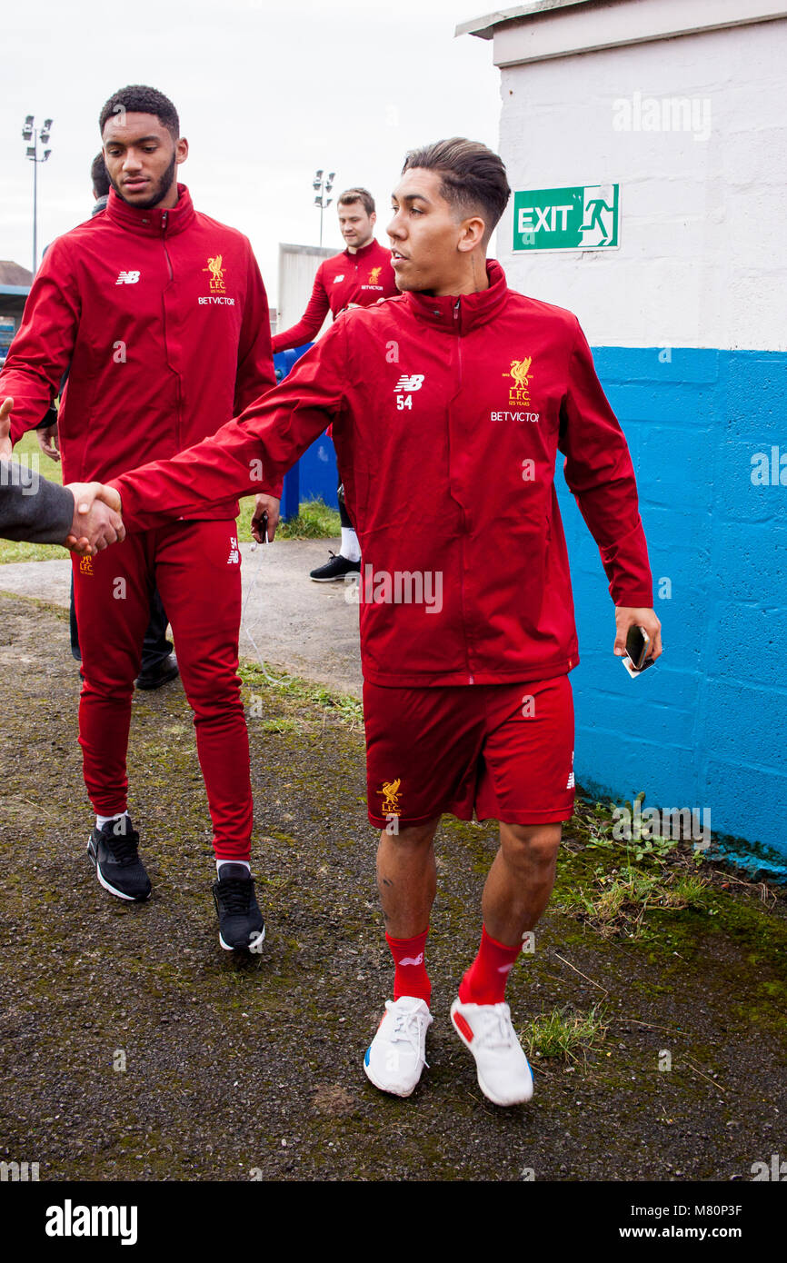 Roberto Firmino dopo una leggera seduta di allenamento a Victoria Road Foto Stock