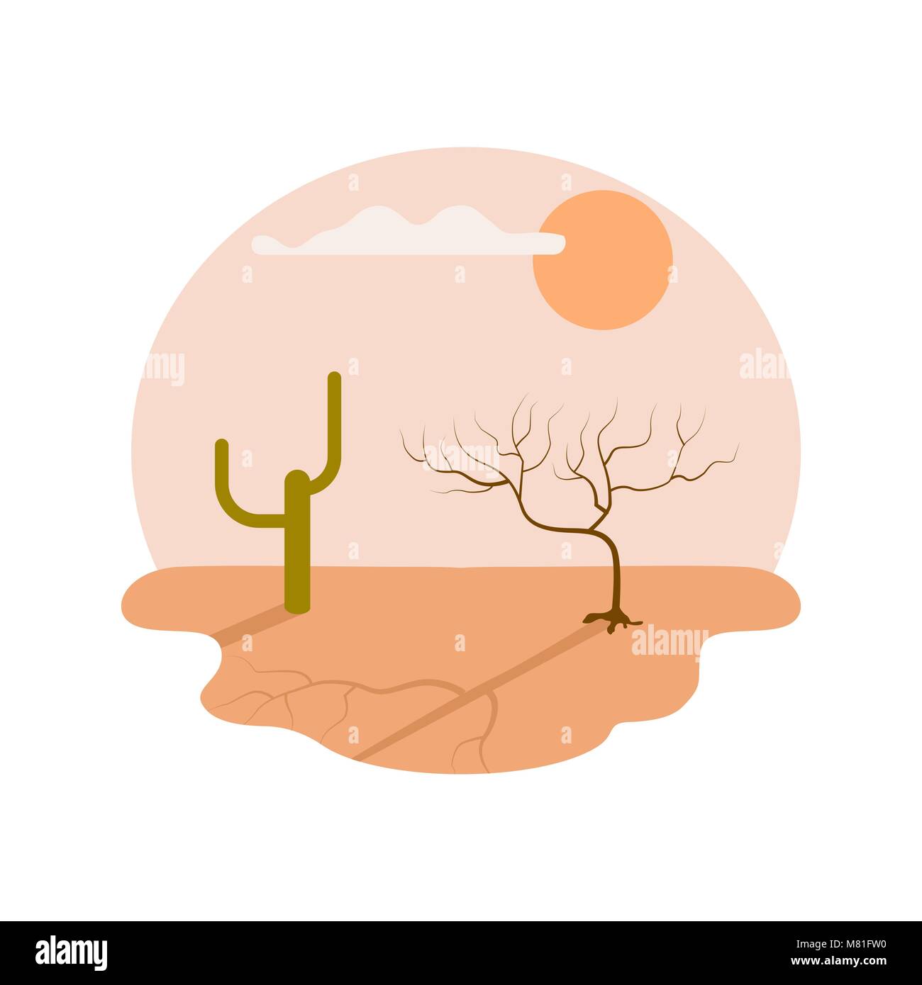 Siccità deserto isolato icona vettore Illustrazione Vettoriale