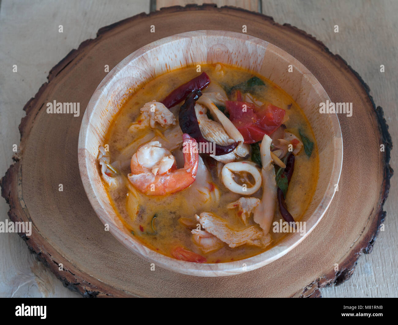 Tom Yum Kung, alimentare la Thailandia è classificato come uno dei migliori prodotti alimentari del mondo. Foto Stock