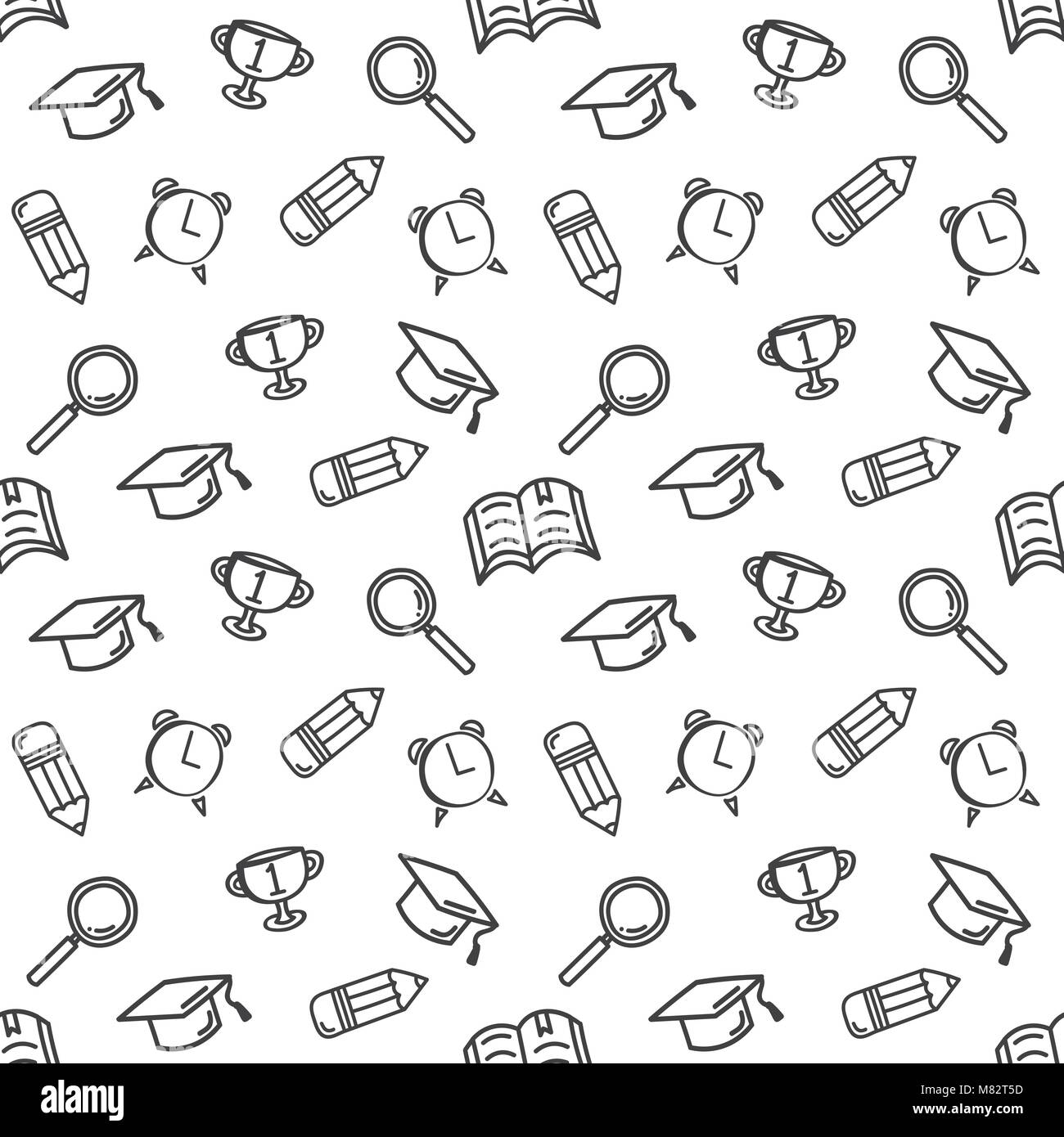 Disegnate a mano doodle seamless pattern concetto di istruzione. Illustrazione Vettoriale. Illustrazione Vettoriale
