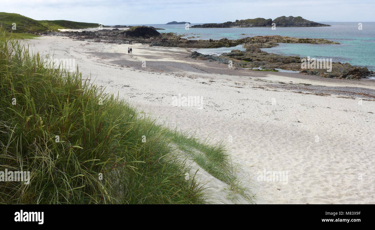 Un Tragih-t-Suidhe beach sull'isola di Iona in Scozia Foto Stock