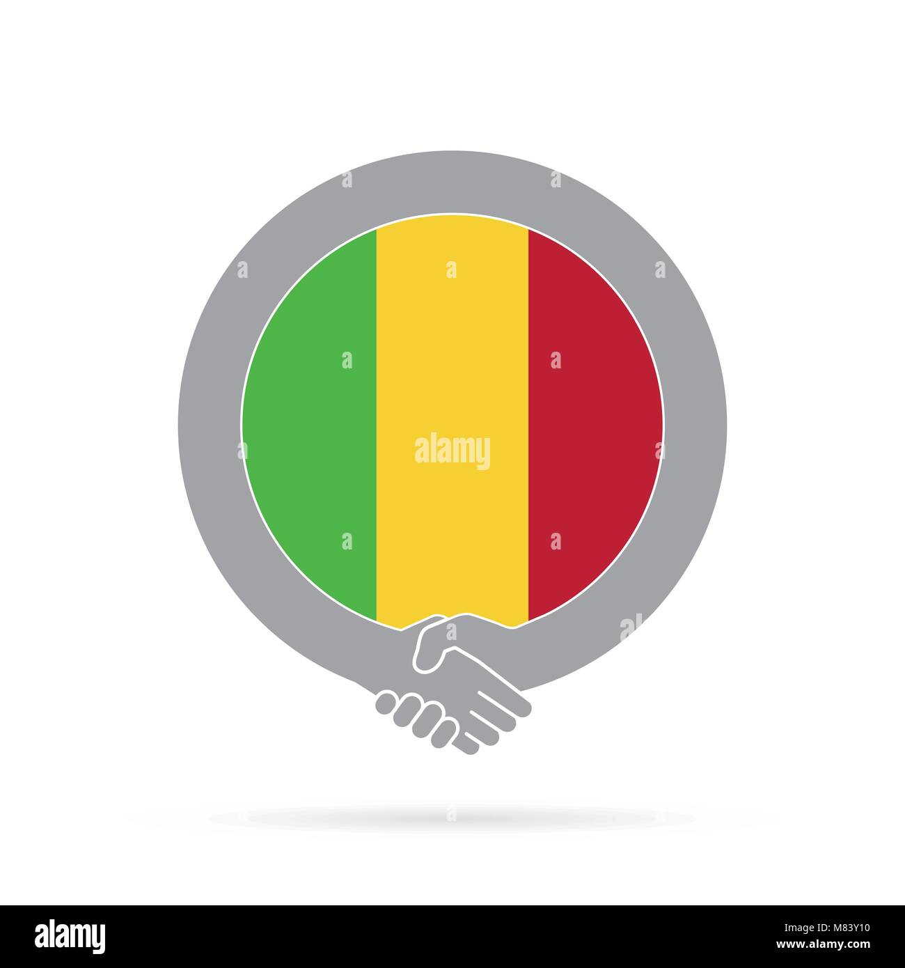 Mali bandiera icona di handshake. accordo, benvenuti, il concetto di cooperazione Illustrazione Vettoriale