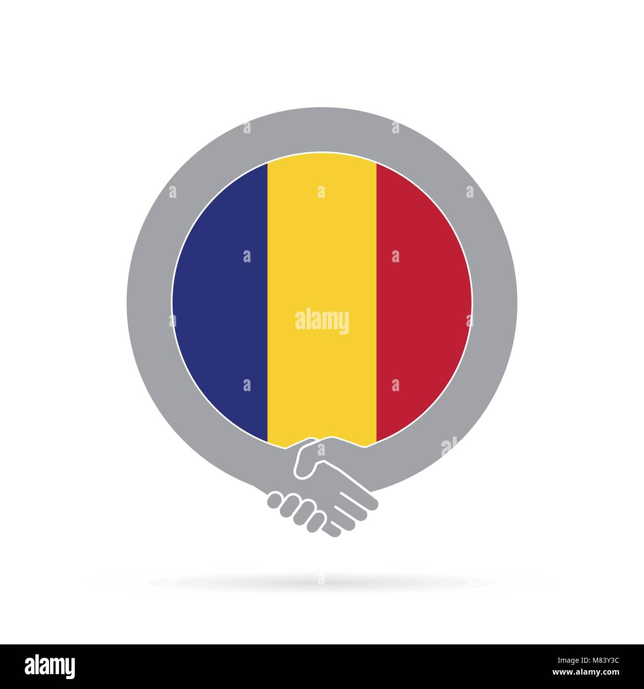 Bandiera della Romania icona di handshake. accordo, benvenuti, il concetto di cooperazione Illustrazione Vettoriale