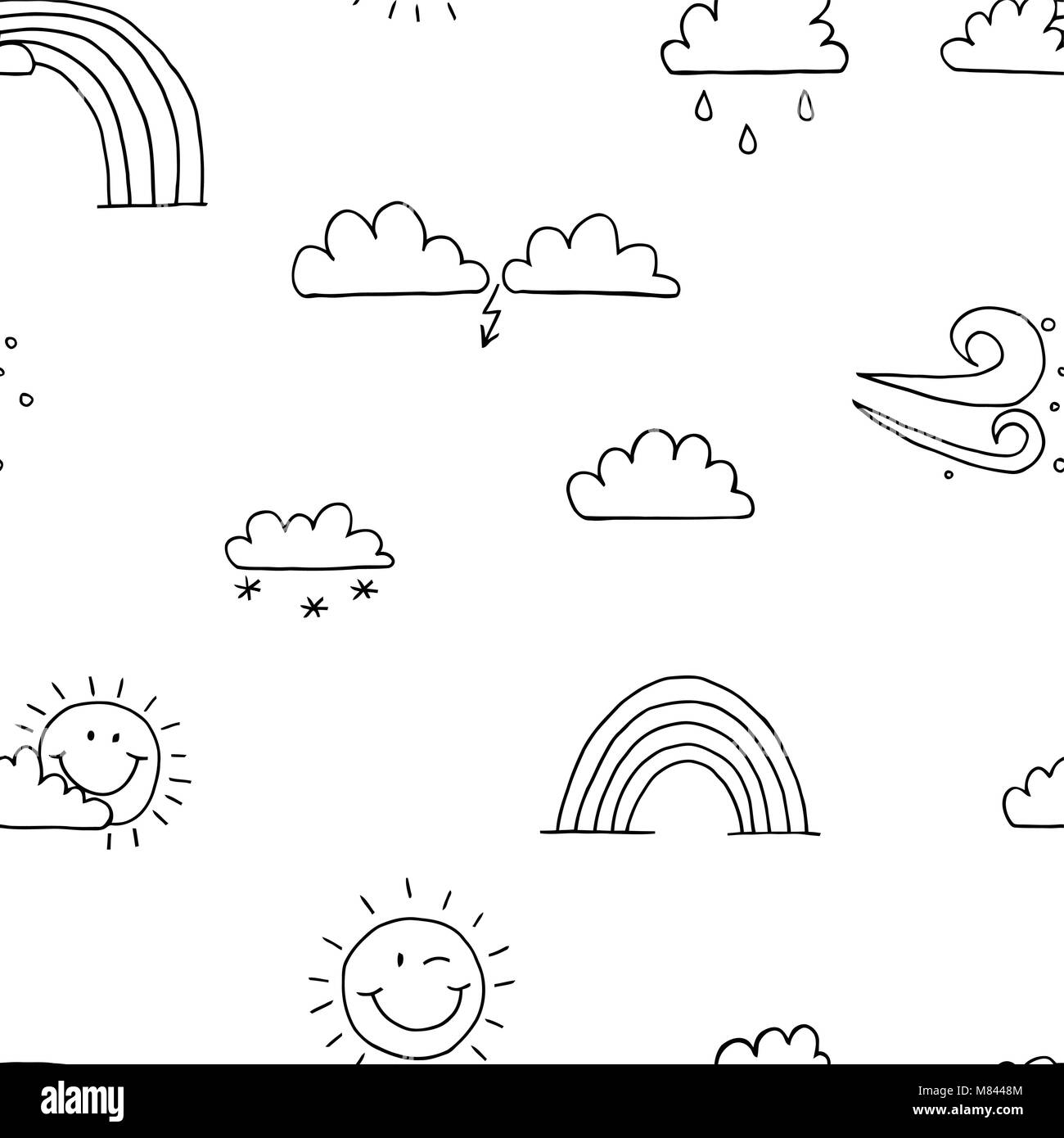 Seamless Pattern Meteo In Background Il Sole La Pioggia