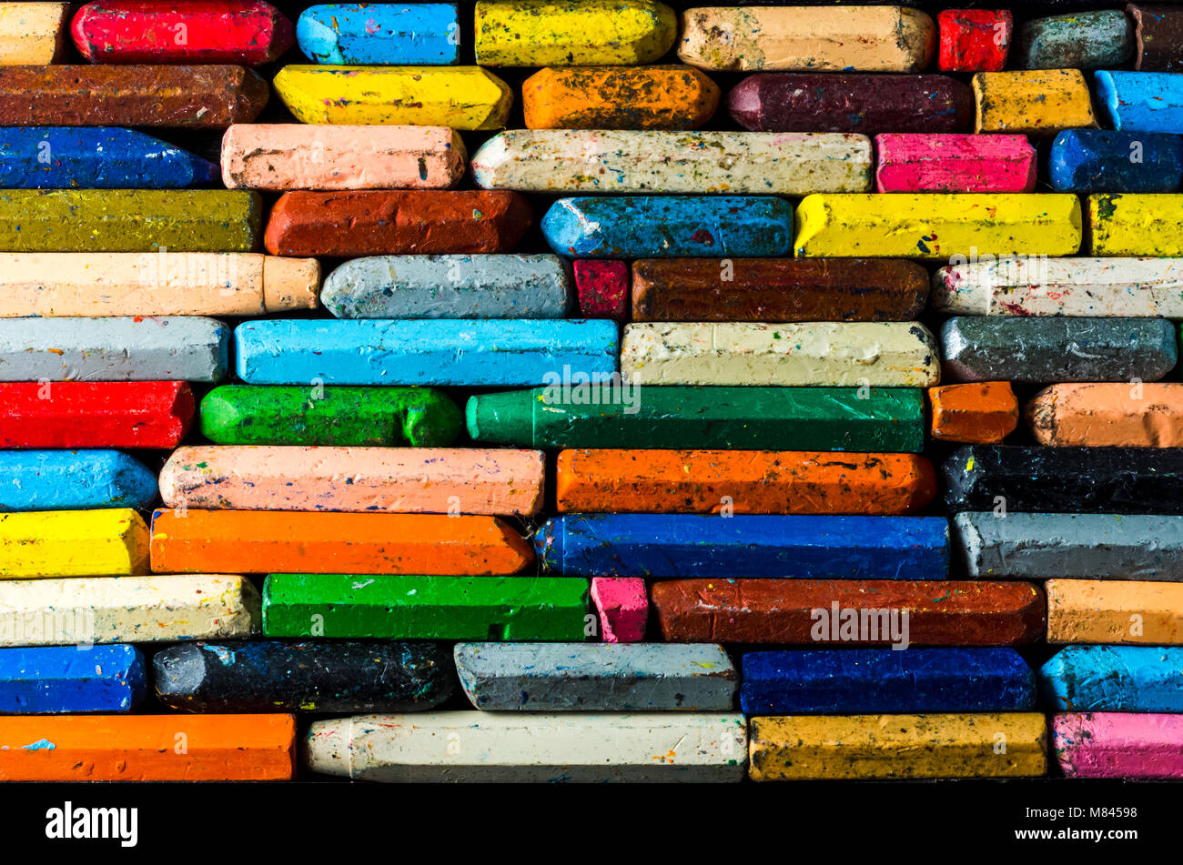 Vecchio pastello matite colorate texture di sfondo Foto Stock