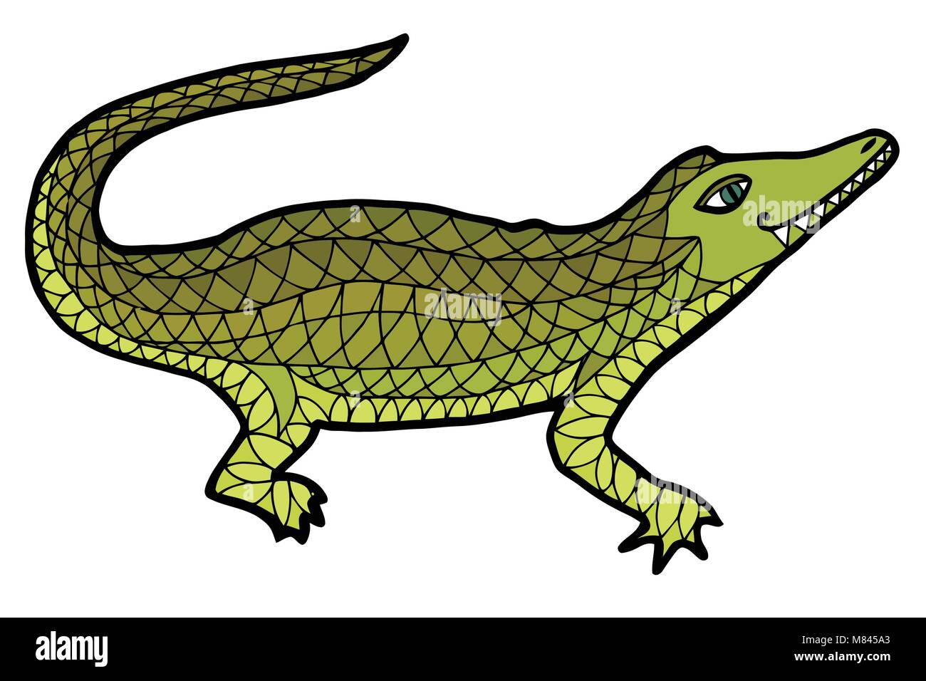 Crocodile illustrazione vettoriale. Alligatore groviglio zen, zen doodle, zenart, libro da colorare, tatoo Illustrazione Vettoriale