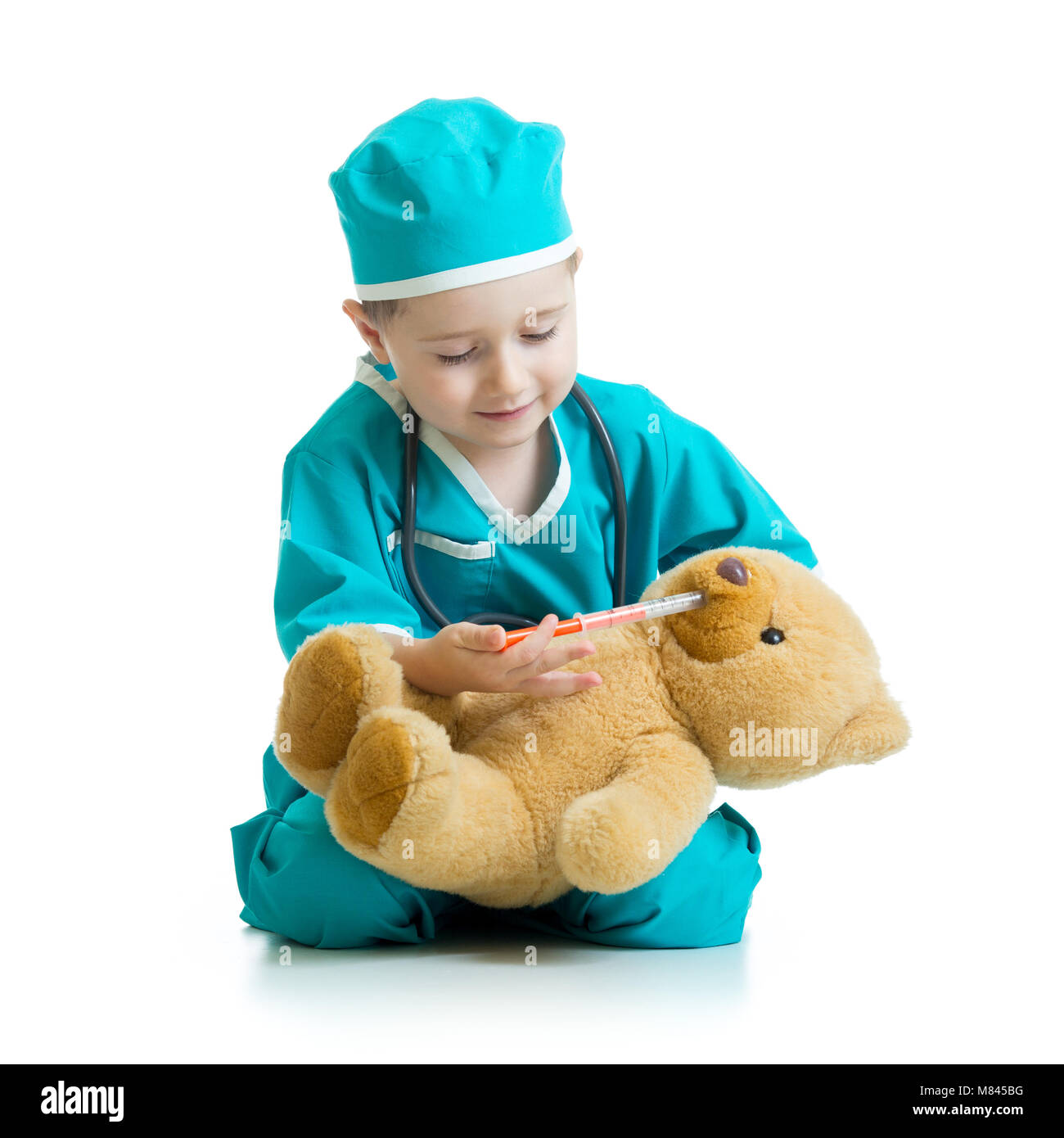 Boy kid riproduzione medico con toy Foto Stock