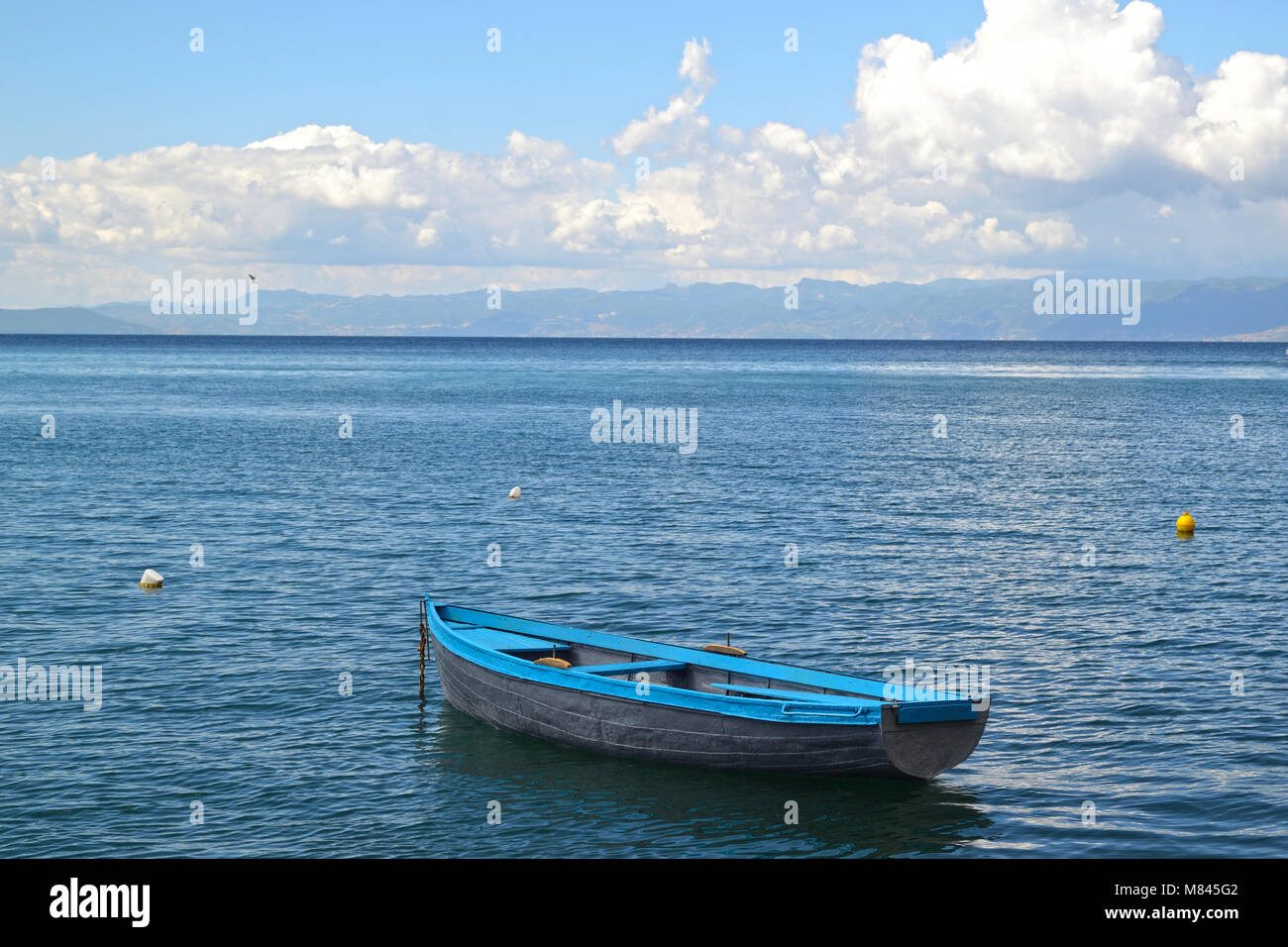 Barca nel lago di Ohrid Foto Stock