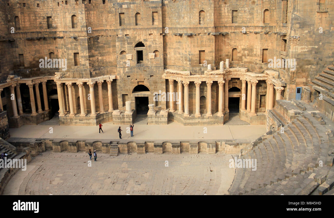 L'antico teatro romano di Bosra, Siria Foto Stock