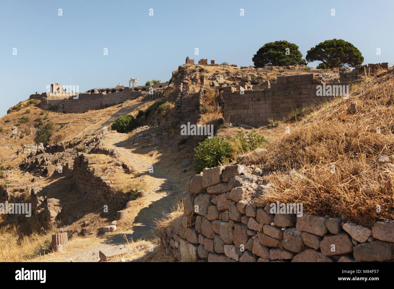 Le antiche rovine della Palestra superiore nel Pergamon, ora Bergama, Turchia Foto Stock