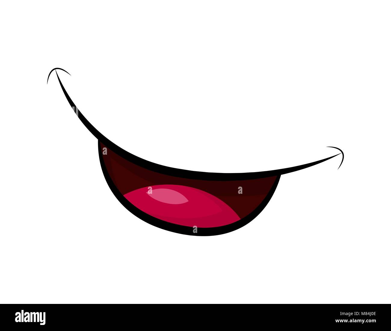 Linguetta di cartoon semplice sorriso isolati su sfondo bianco Illustrazione Vettoriale