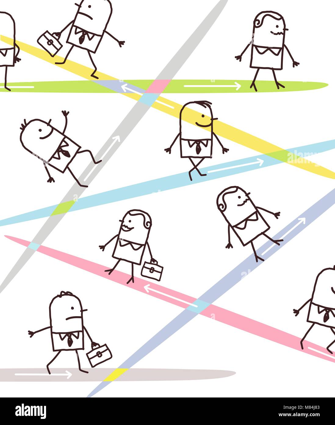 Cartoon la gente di affari e le direzioni Illustrazione Vettoriale