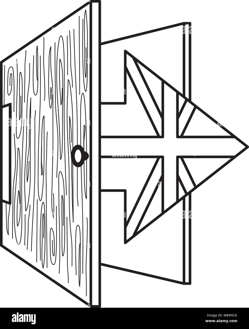 Design Brexit con la porta e la freccia in Regno Unito design bandiera su sfondo bianco, illustrazione vettoriale Illustrazione Vettoriale