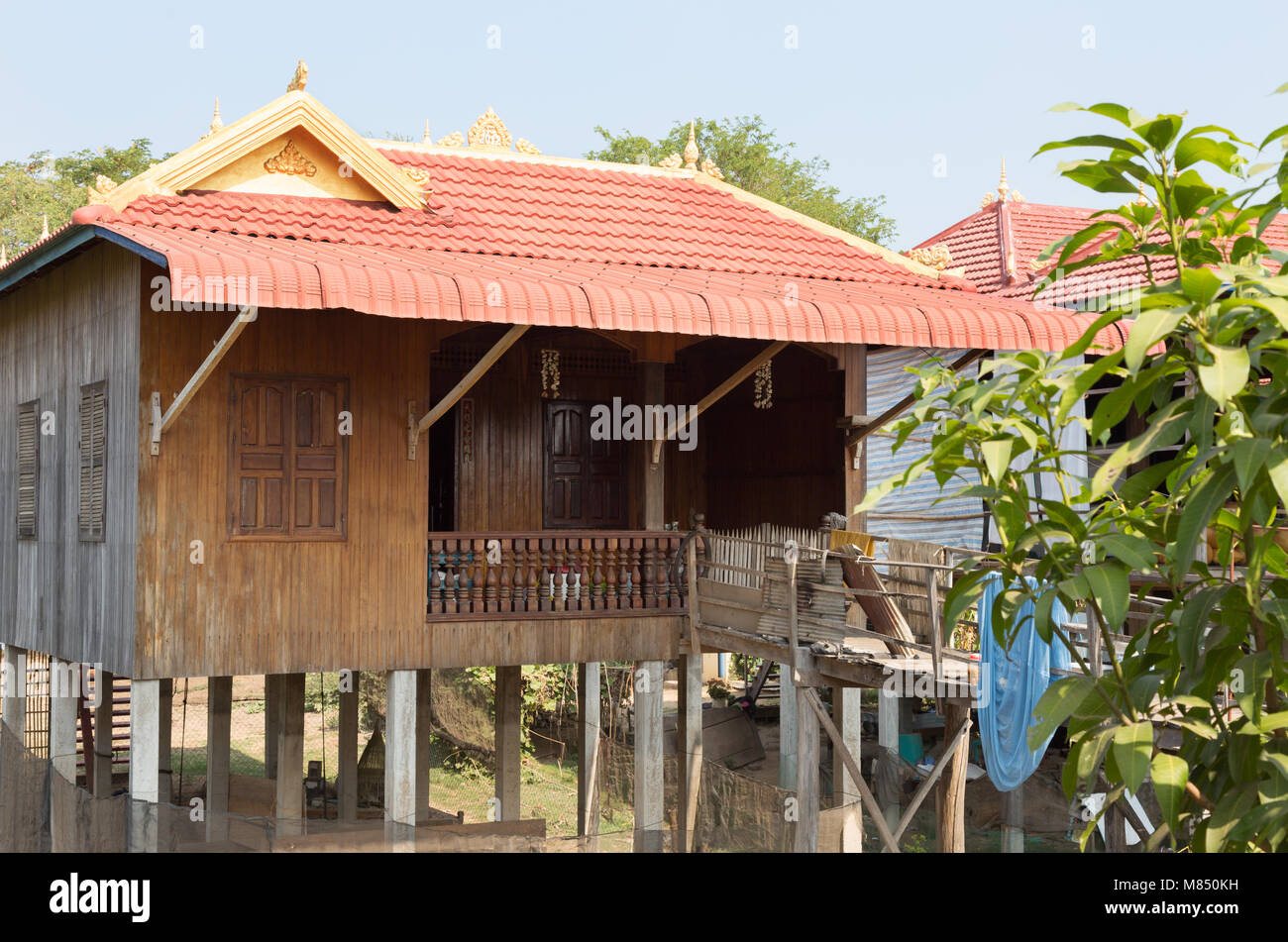 Cambogiano di tipica casa rurale in Cambogia, Kampong Cham, Cambogia Asia Foto Stock