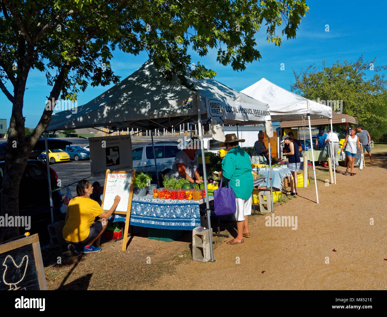 In Austin il mercato degli agricoltori è specializzata in prodotti organici di proprietà privata dei prodotti. Giardinieri locali anche formato un co-op, cantiere al mercato a vendere le verdure dalla loro casa gardens. Foto Stock