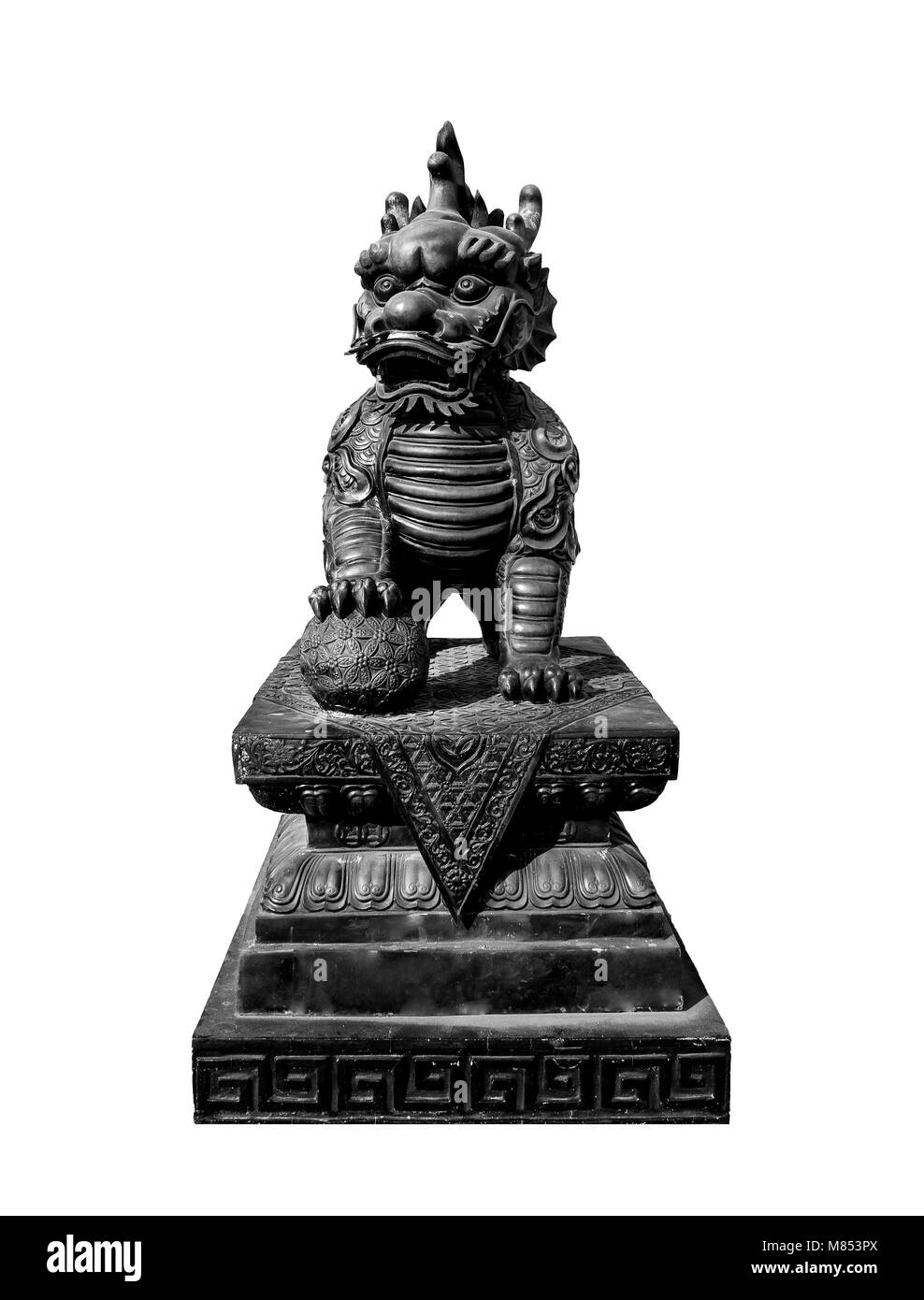 Dragon colonna al santuario cinese vola nel cielo blu Foto Stock