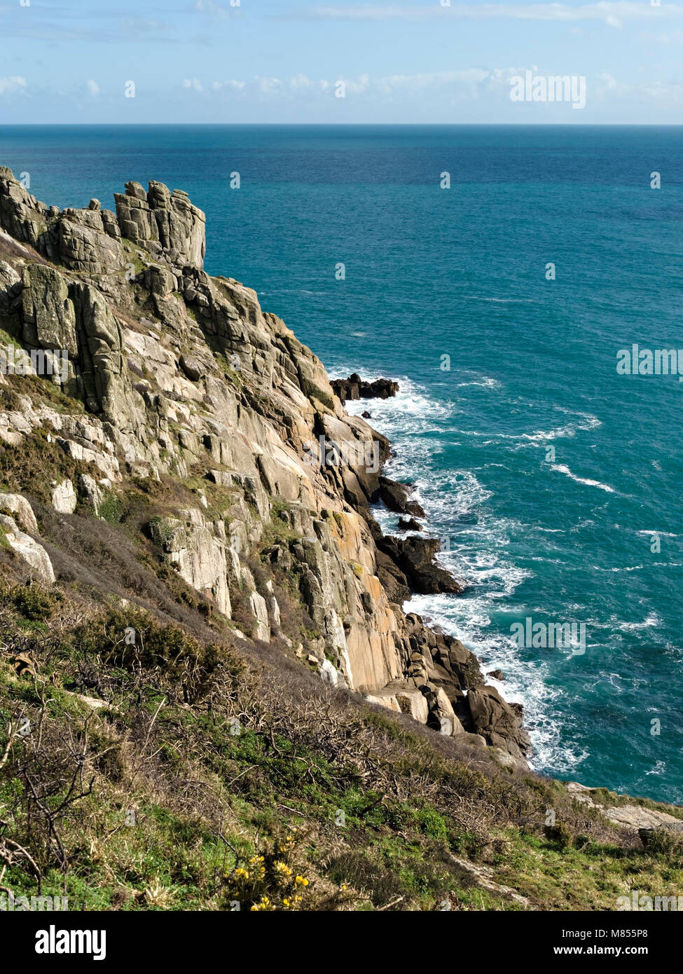 Le scogliere a sud della Cornovaglia sentiero costiero, Cornwall, Regno Unito Foto Stock
