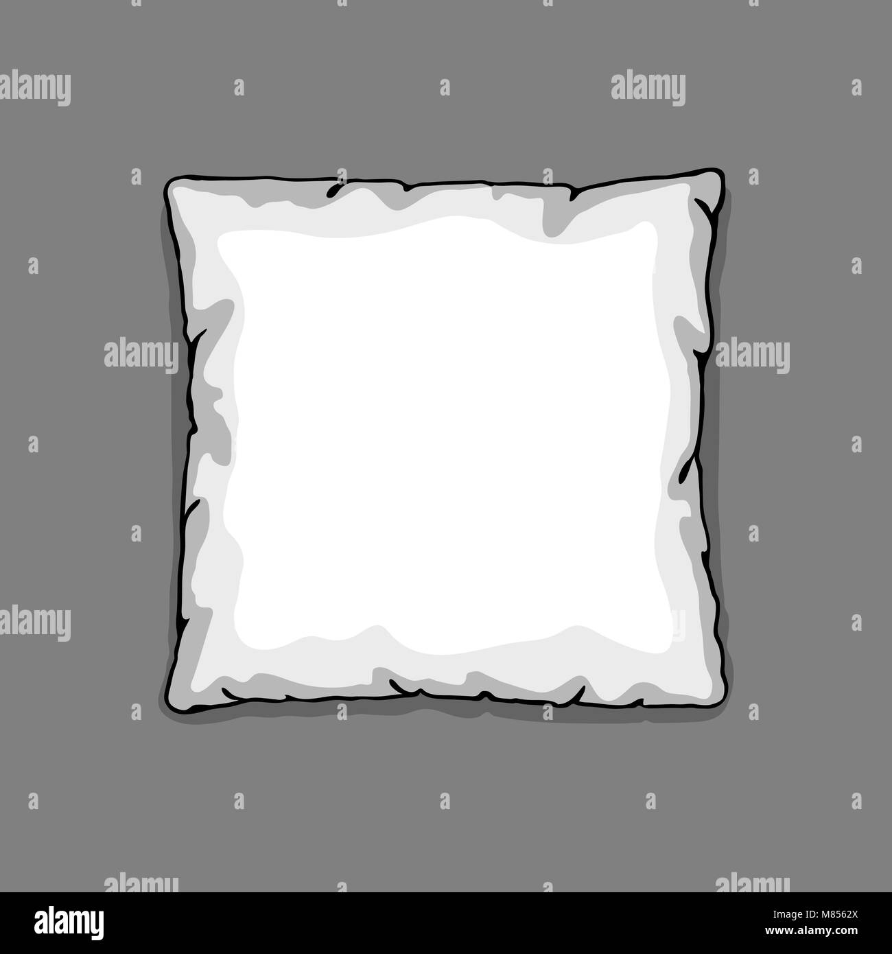 Letto modello cuscino isolato su sfondo grigio. Schizzo illustrazione Illustrazione Vettoriale