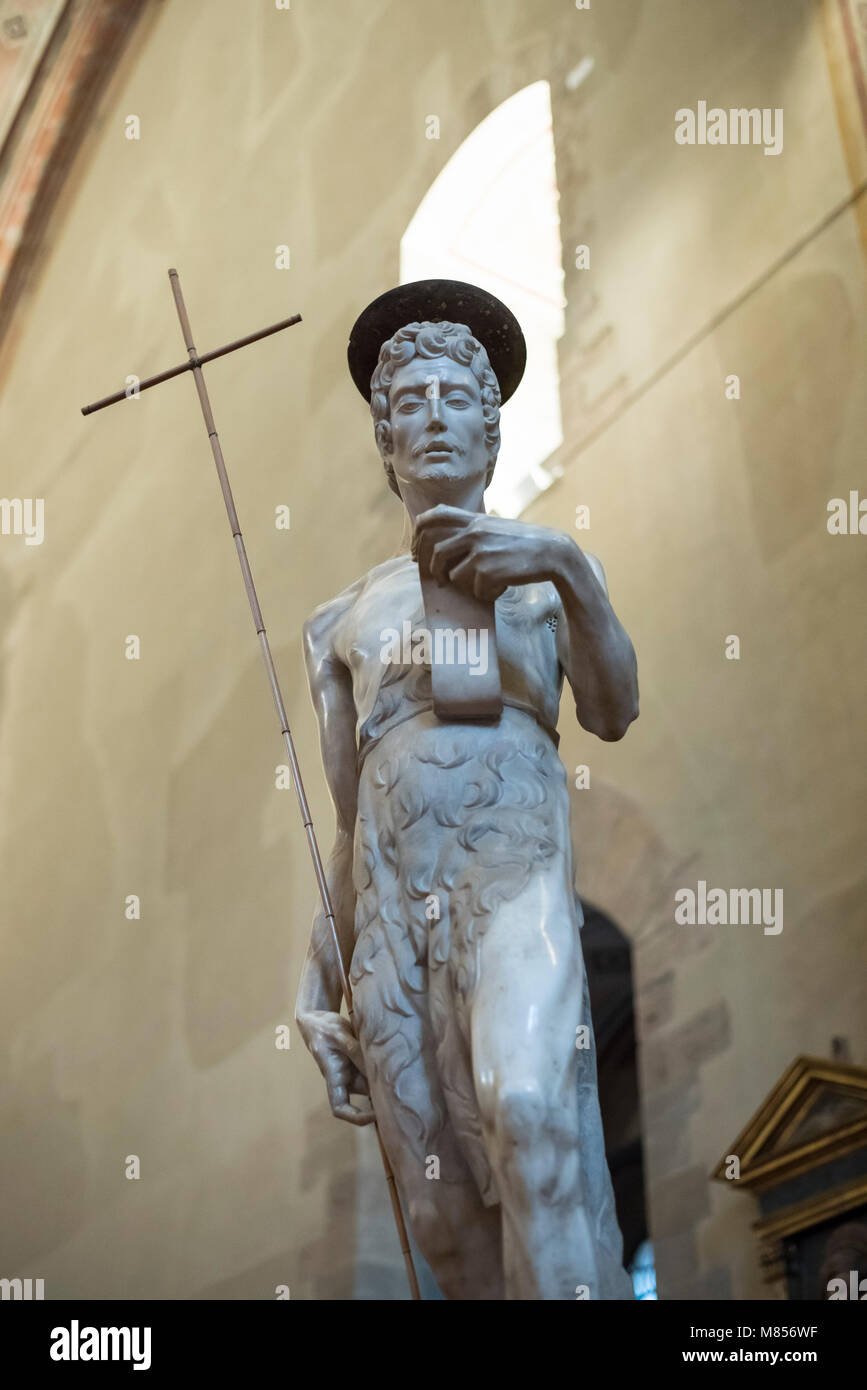 Firenze. L'Italia. Statua in marmo di San Giovanni Battista (ca. 1520-1530) da Francesco da Sangallo, Museo Nazionale del Bargello. Francesco da Sangallo ( Foto Stock