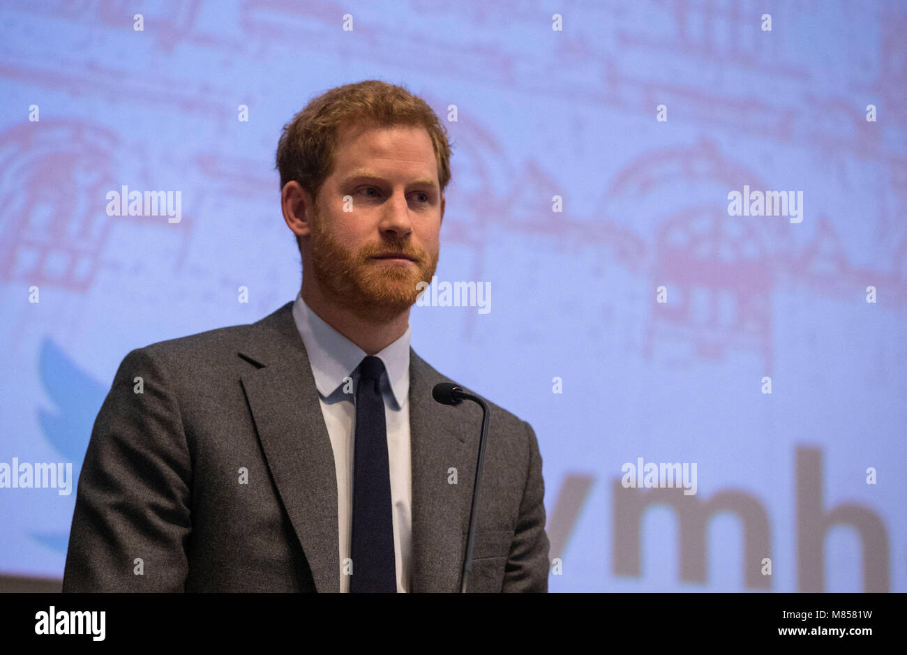 Il principe Harry offre un discorso in occasione dell'annuale per veterani della Salute Mentale conferenza presso il King's College di Londra. Foto Stock