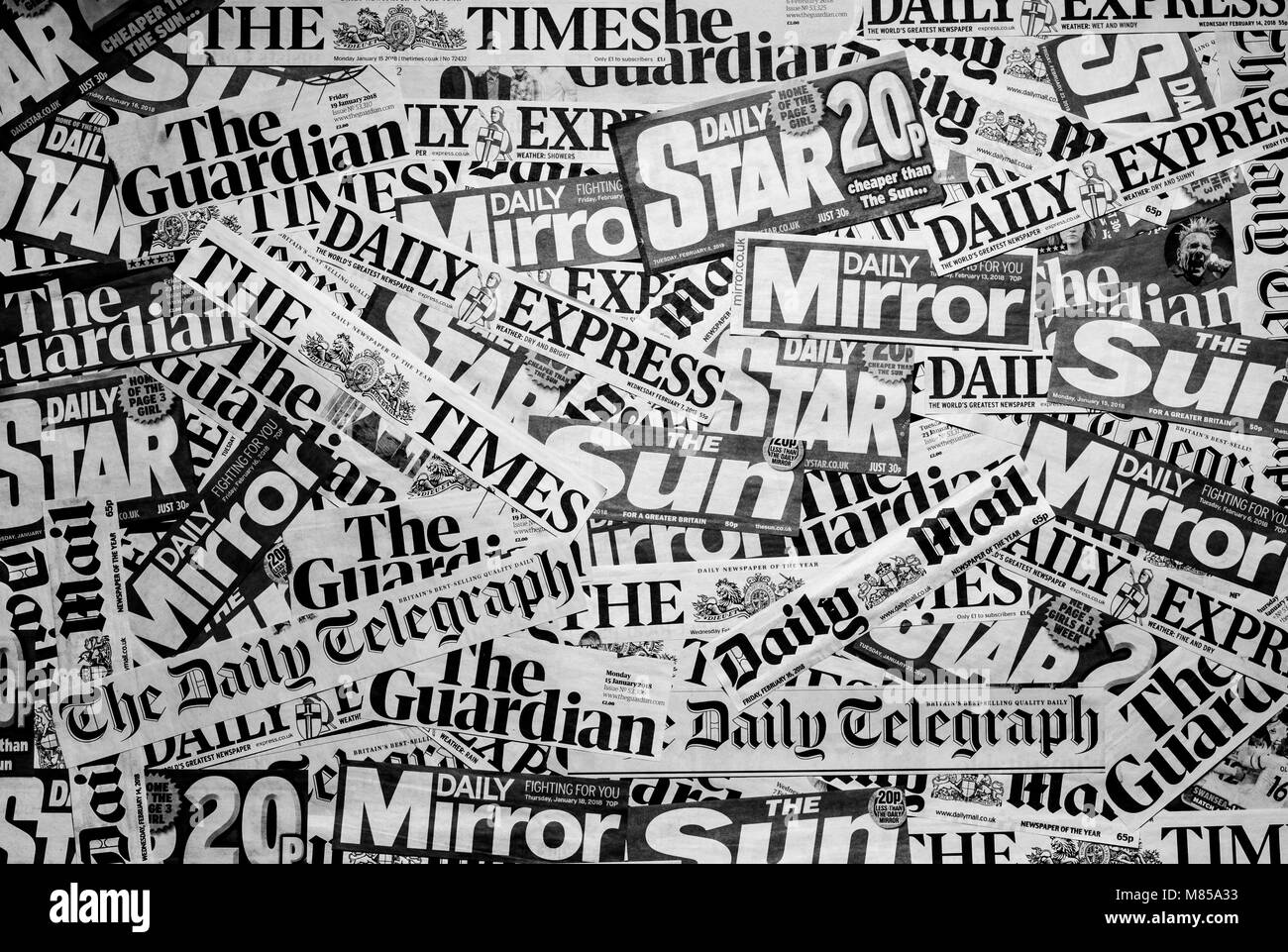 Quotidiani dal Regno Unito Foto Stock