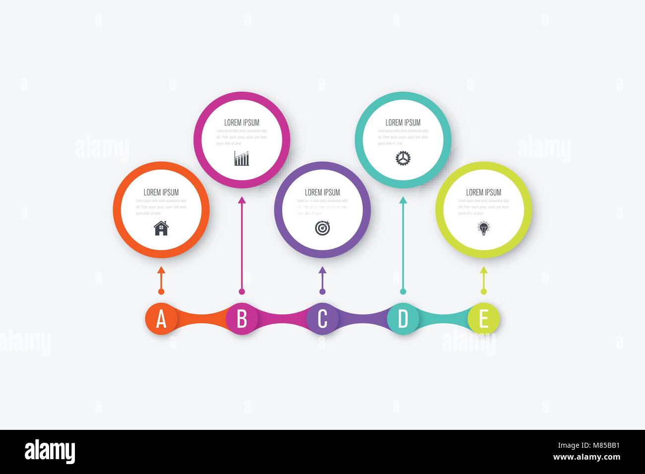 Infografico Business modello con 5 passi Illustrazione Vettoriale