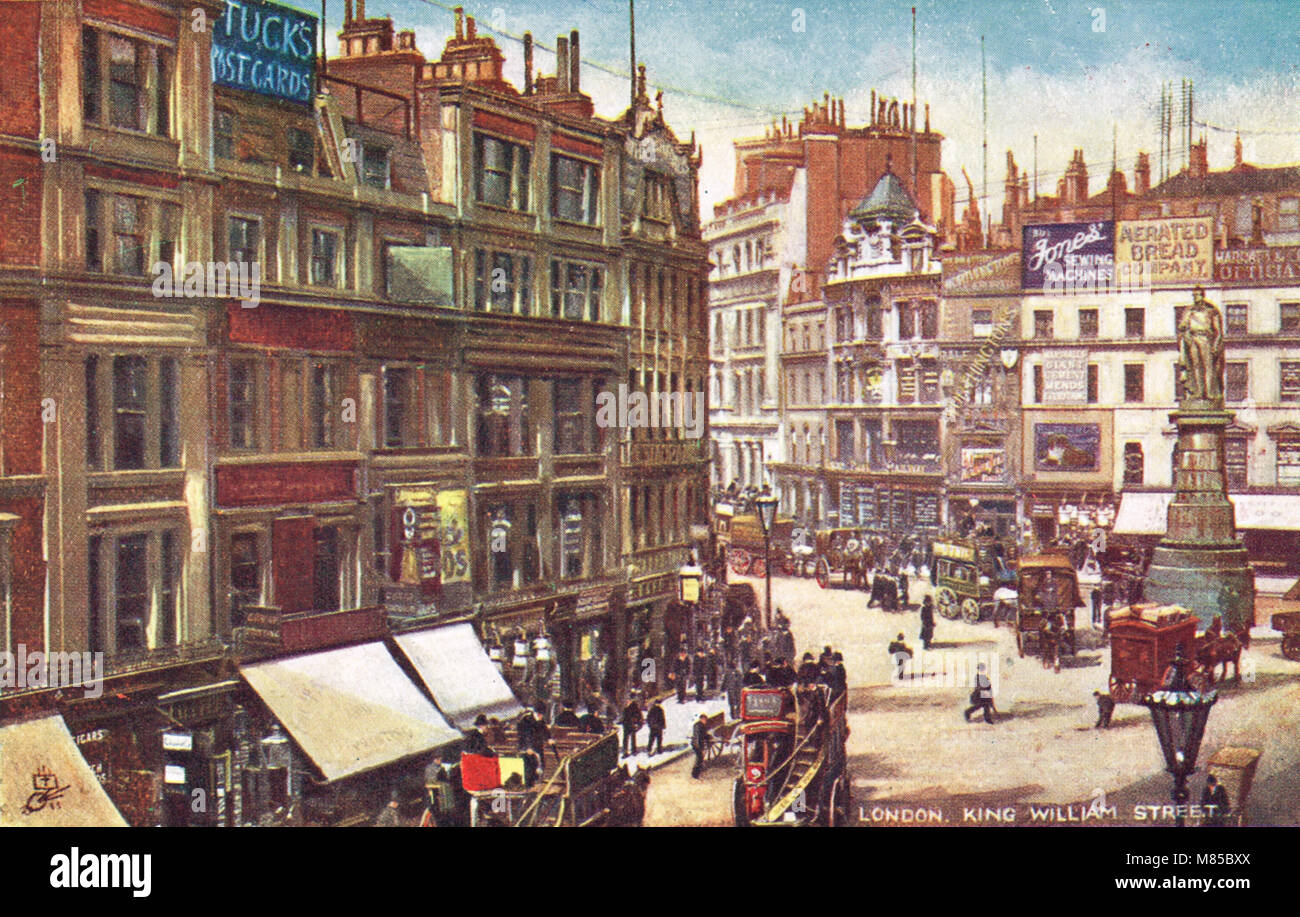 King William Street, Londra, Inghilterra, circa 1905 Foto Stock