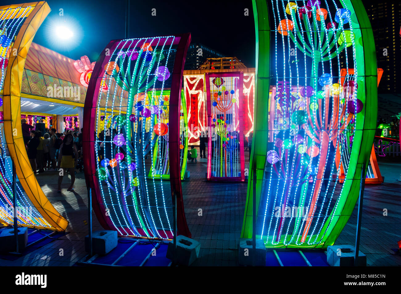 L'anno della celebrazione del cane Lanterna al fiume Hongbao a Singapore Foto Stock