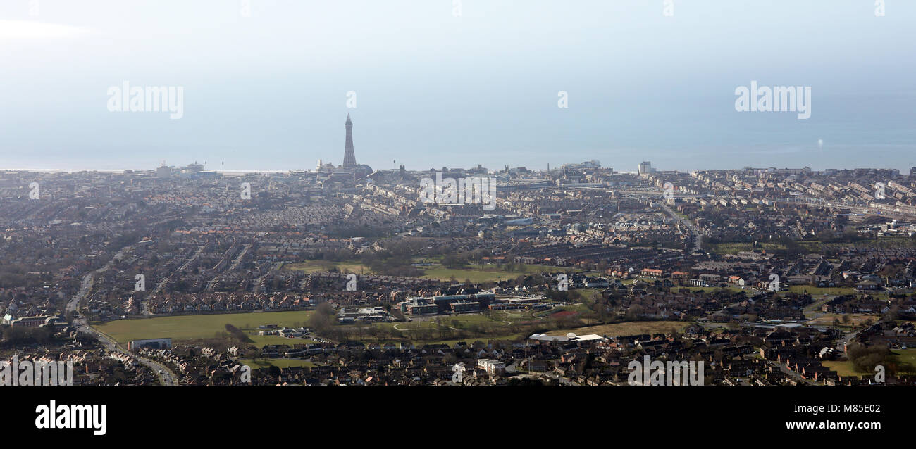 Vista aerea della Torre di Blackpool skyline Foto Stock