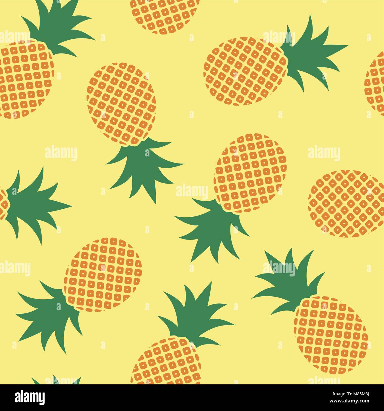 Vettore di ananas seamless pattern. ripetendo estate sfondo con ananas, stile piatto Illustrazione Vettoriale