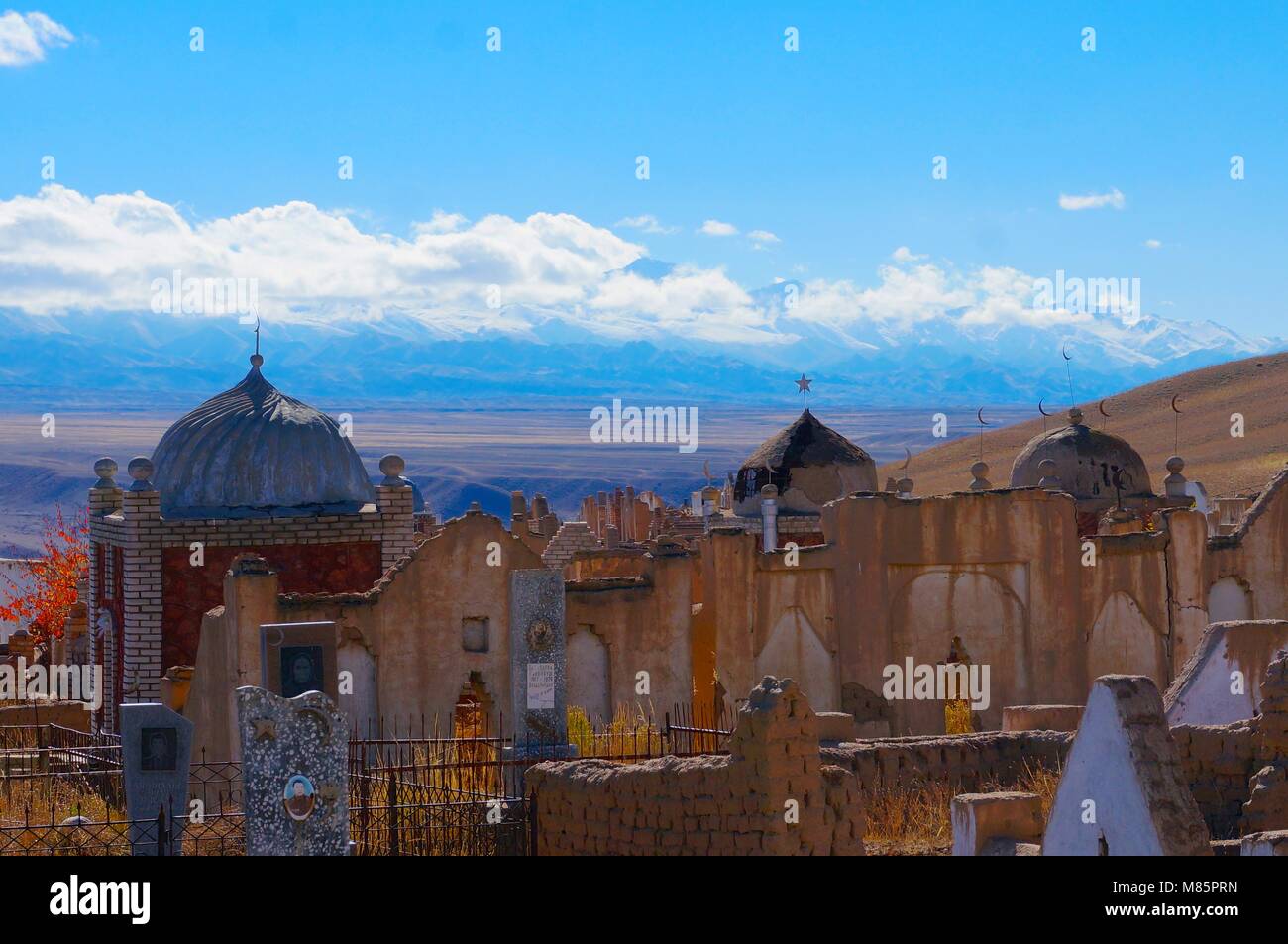 Cimitero in Kirghizistan Foto Stock