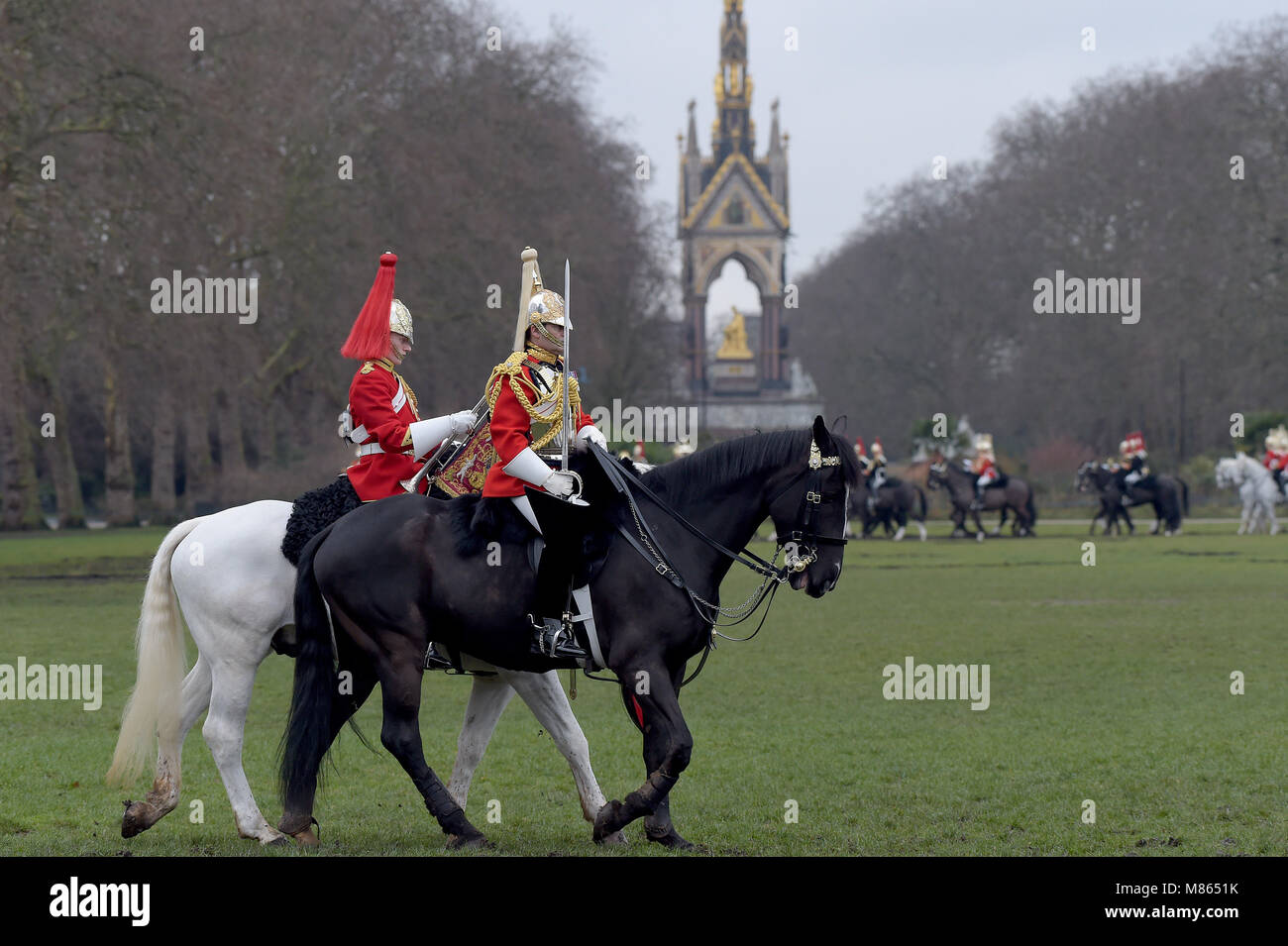 Londra, Regno Unito. Xv Mar, 2018. Il maggiore generale di ispezione della cavalleria della famiglia reggimento montato in Hyde Park Londra il primo evento della cavalleria della famiglia di doveri cerimoniali per 2018 Credit: MARTIN DALTON/Alamy Live News Foto Stock