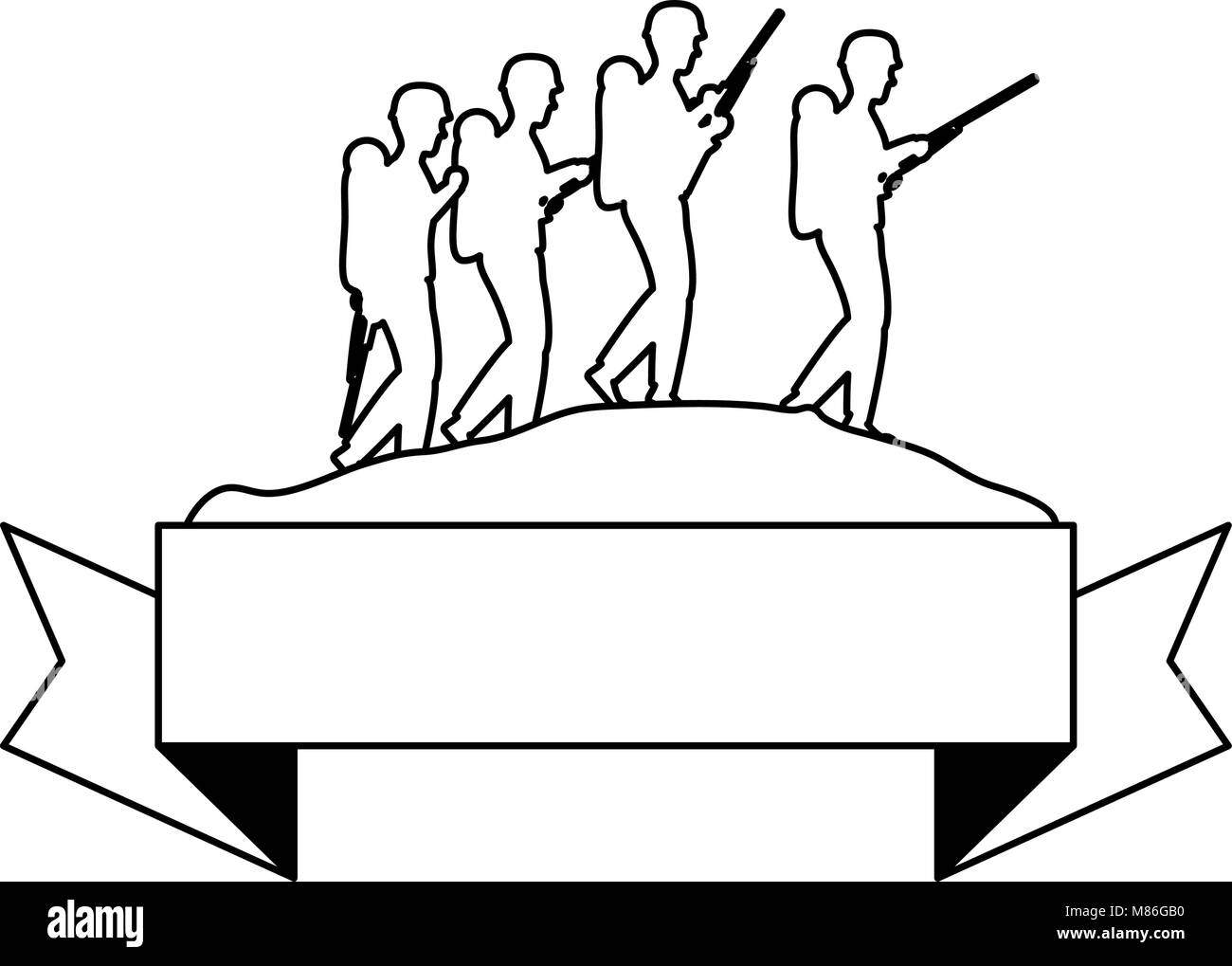 Soldati silhouette trops icona illustrazione vettoriale design Illustrazione Vettoriale