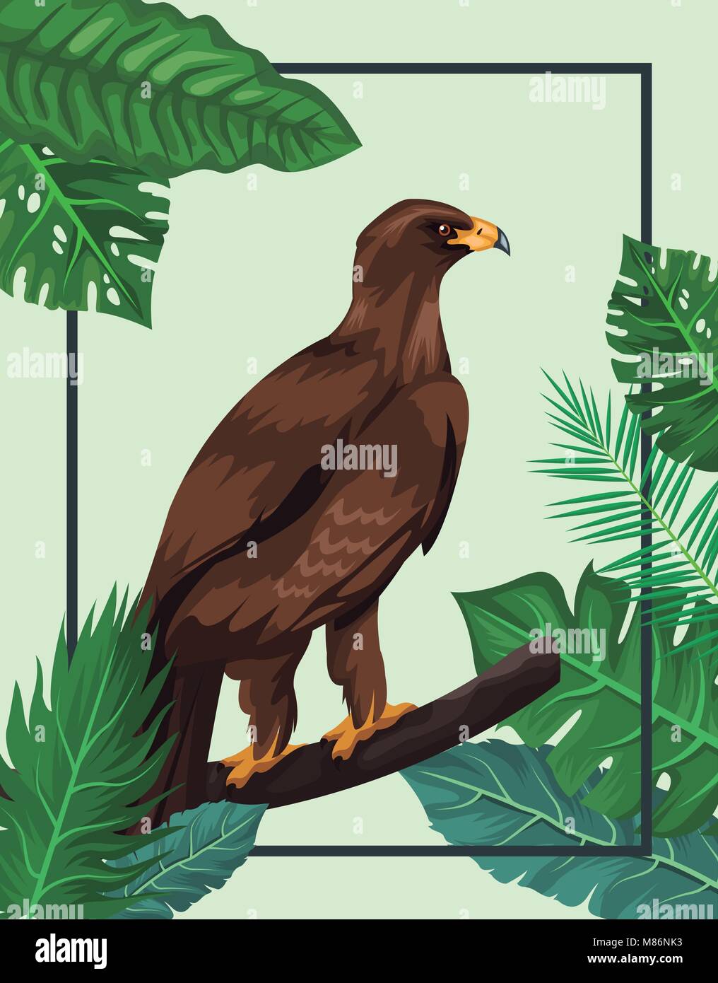 Eagle nella giungla illustrazione vettoriale graphic design Illustrazione Vettoriale