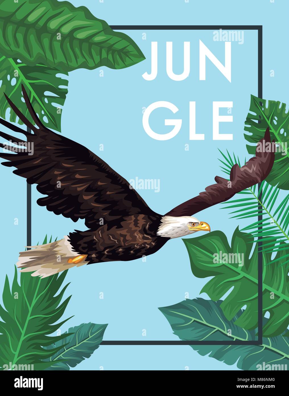 Eagle nella giungla illustrazione vettoriale graphic design Illustrazione Vettoriale