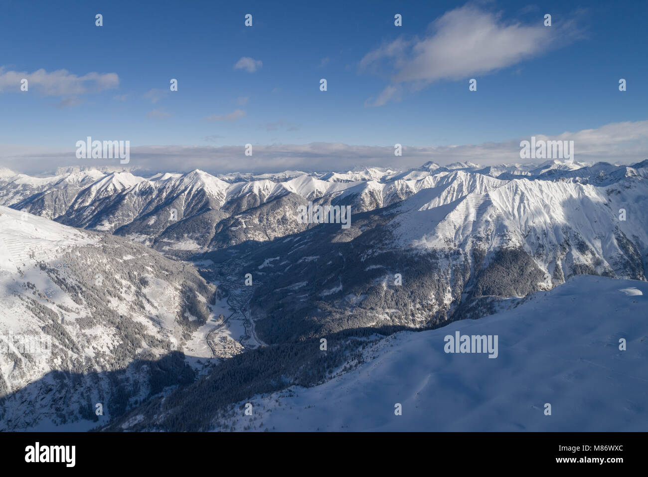 Vista aerea della valle di Gastein, Salisburgo, Austria Foto Stock