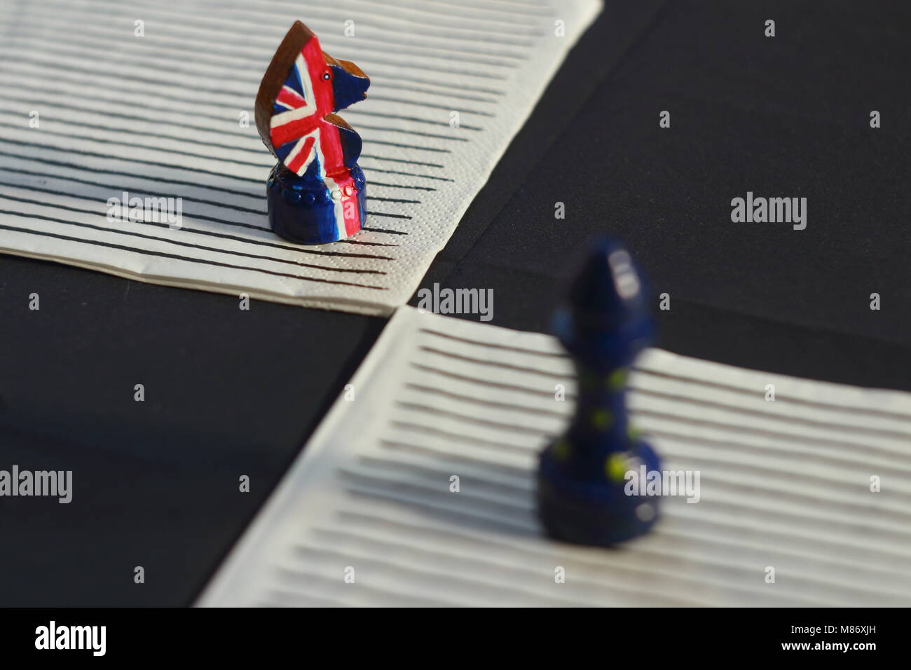 Partita scacchi a confronto di un Europa unita e in Gran Bretagna Foto Stock